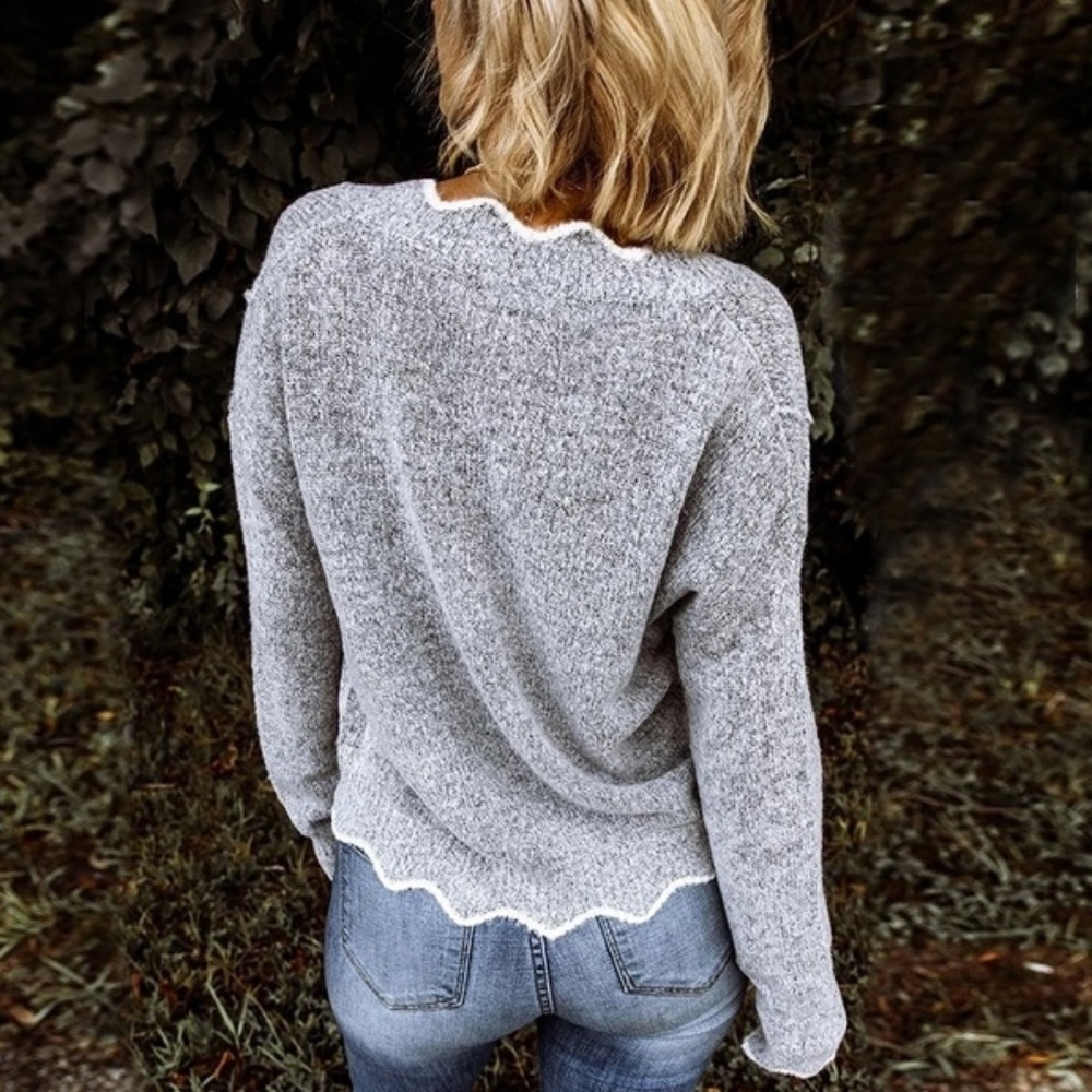 LAST ONE*  RATED GREY V NECK SWEATER  (RUNS BIG ) - Picture 2 of 2